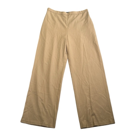 Theory tan virgin wool wide leg pull on pant size XL office...